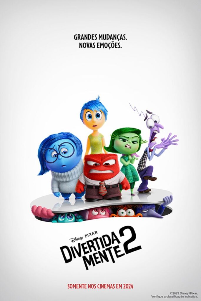 Pôster oficial em português do filme "Divertida Mente 2".
